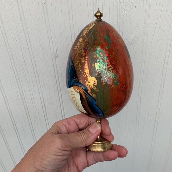 Russian hand painted Icon egg 30388 gold flake - Picture 3 of 13